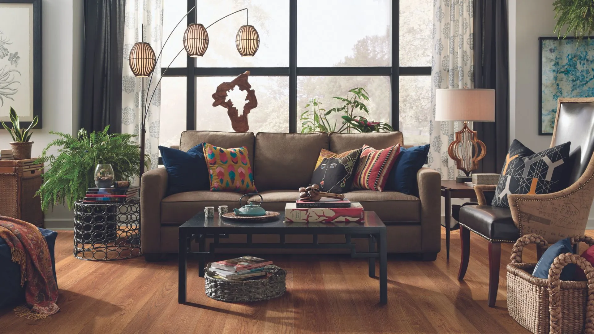 hardwood in boho livingroom